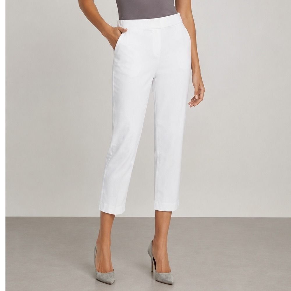 Theory Organic Crunch Wash Pull On Pant Women's 00 White Office Career Workwear